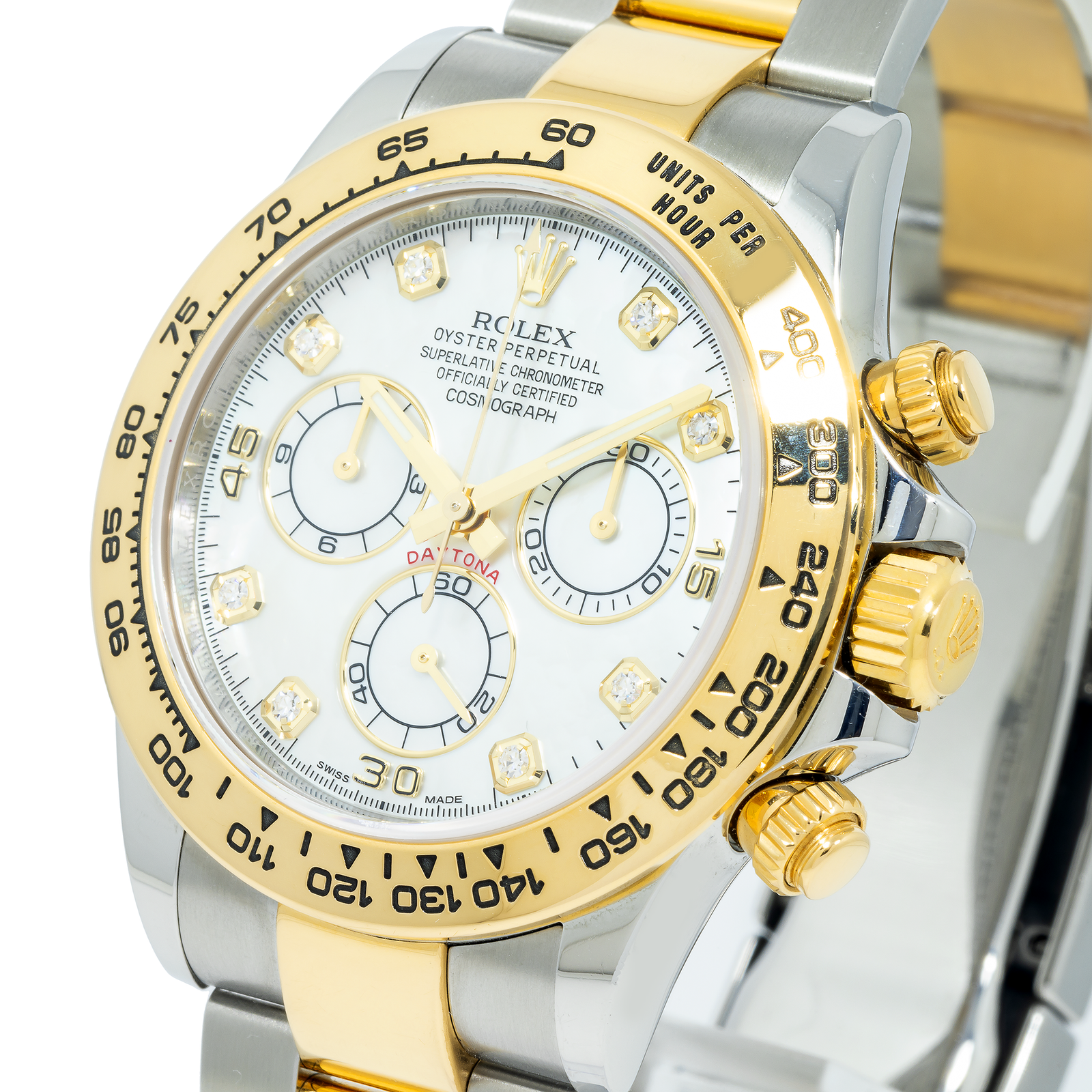 rolex cosmograph daytona 40mm 116503 mother of pearl diamond dial tachymeter bezel two tone yellow gold oyster bracelet rolex cosmograph daytona 40mm 116503 mother of pearl diamond dial tachymeter bezel two tone yellow gold oyster bracelet