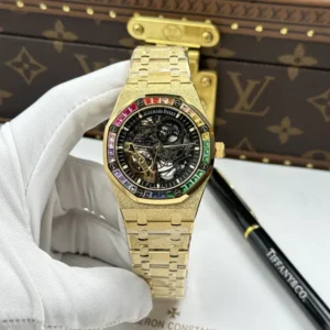 dong ho audemars piguet replica 11 royal oak openworked frosted 15412 ma vang vien dinh da baguette 41mm 1 768x768.jpg.webp