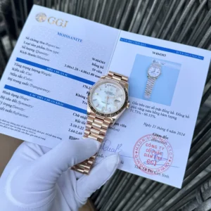 dong ho rolex che tac boc vang hong mat xa cu moissanite day date gm factory 40mm 1 1.webp