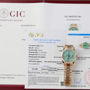 dong ho rolex che tac day date 128238 mat so turquoise boc vang that 36mm 1 1.webp