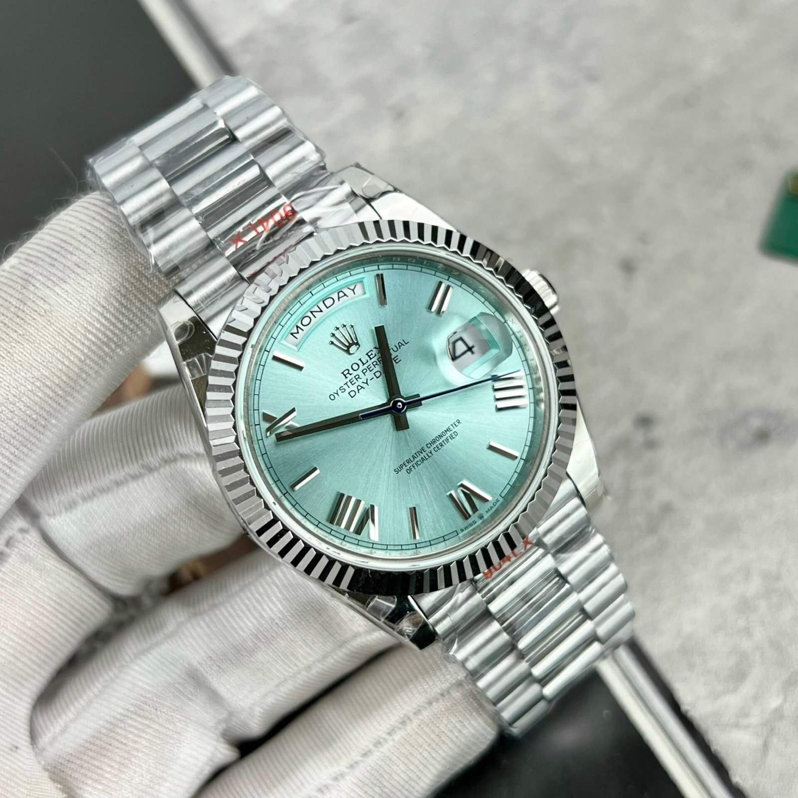 rolex day date 228236 super clone 11 watch ice blue dial gm factory 40mm rolex day date 228236 super clone 11 watch ice blue dial gm factory 40mm