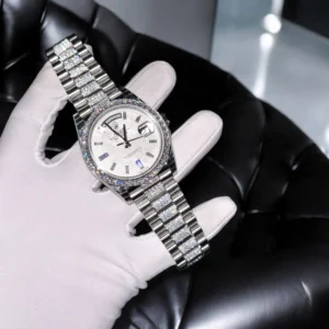 dong ho rolex day date replica 11 mat thien thach coc so day dinh kim cuong moissanite 40mm 8 1.webp