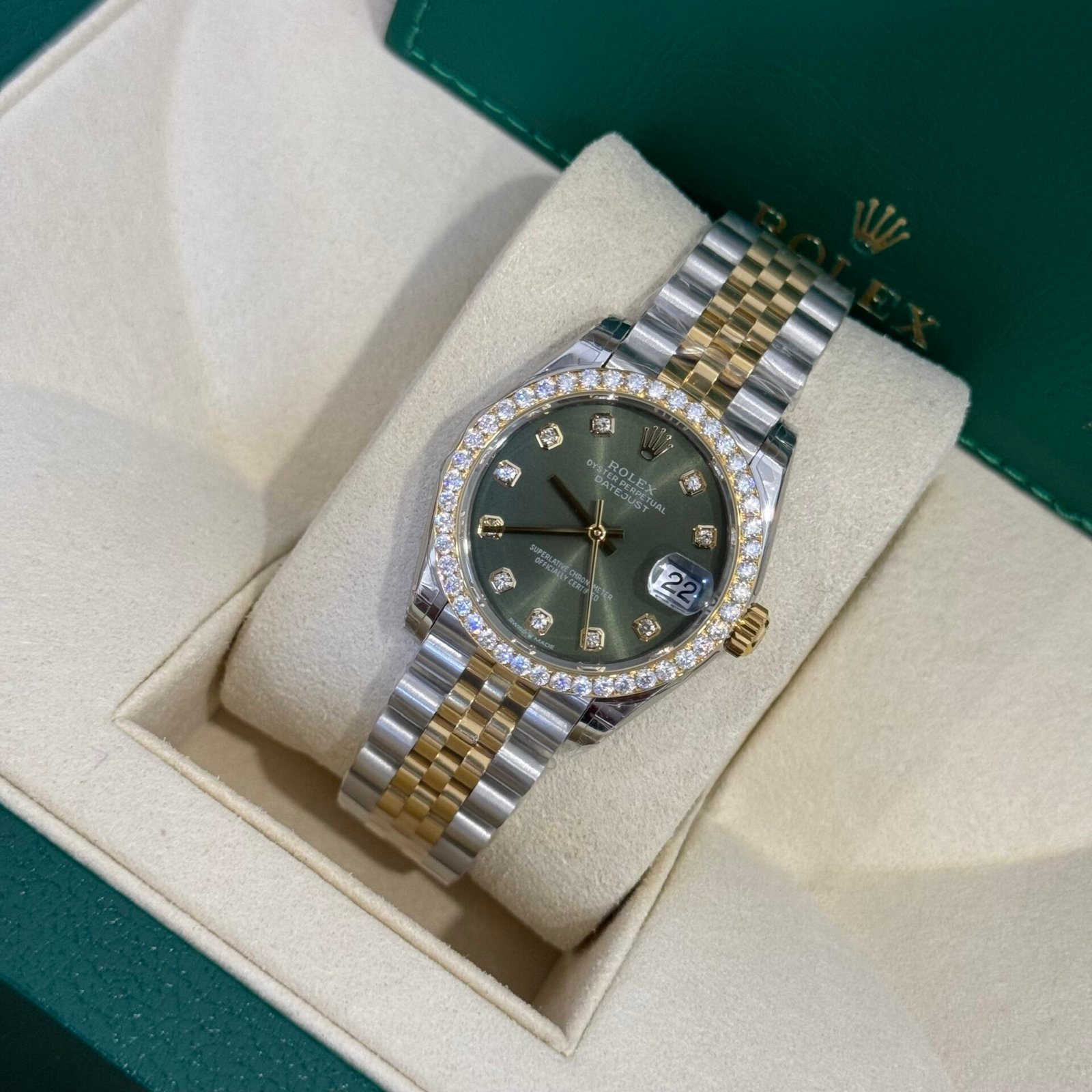 rolex datejust super clone watch moissanite diamond green dial 31mm rolex datejust super clone watch moissanite diamond green dial 31mm