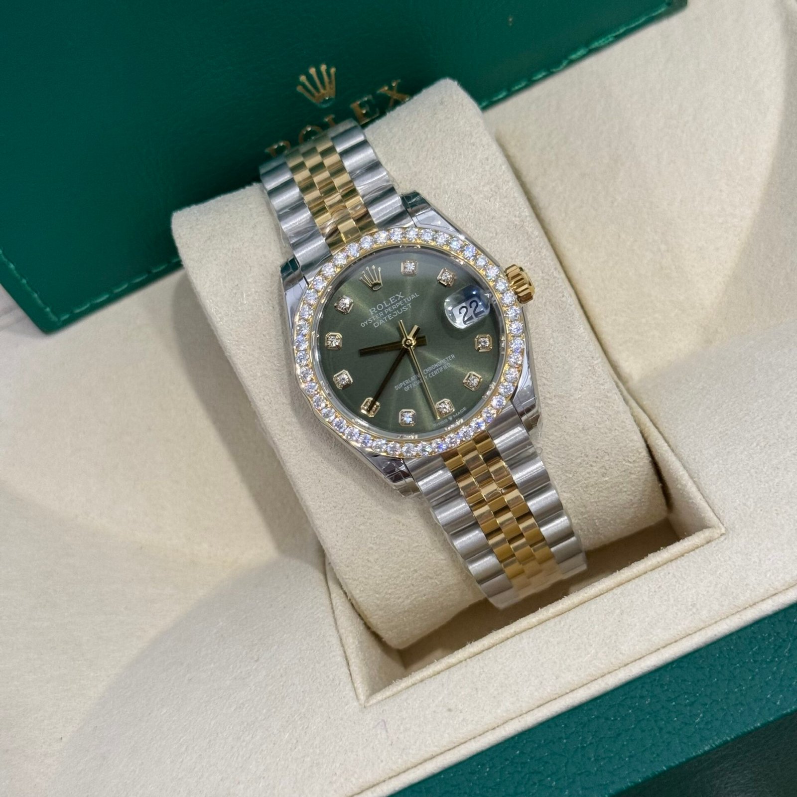 rolex datejust super clone watch moissanite diamond green dial 31mm rolex datejust super clone watch moissanite diamond green dial 31mm