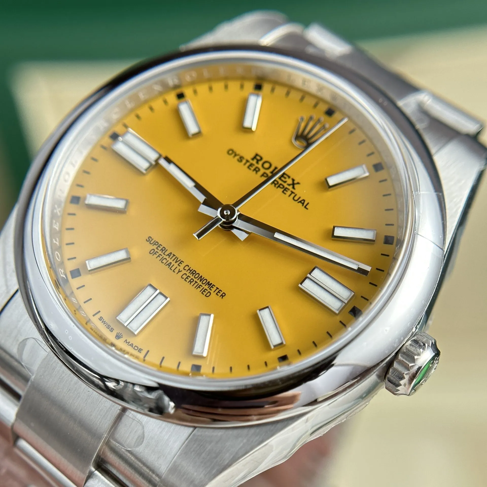 rolex clone watch oyster perpetual 124300 yellow dial clean factory 41mm rolex clone watch oyster perpetual 124300 yellow dial clean factory 41mm