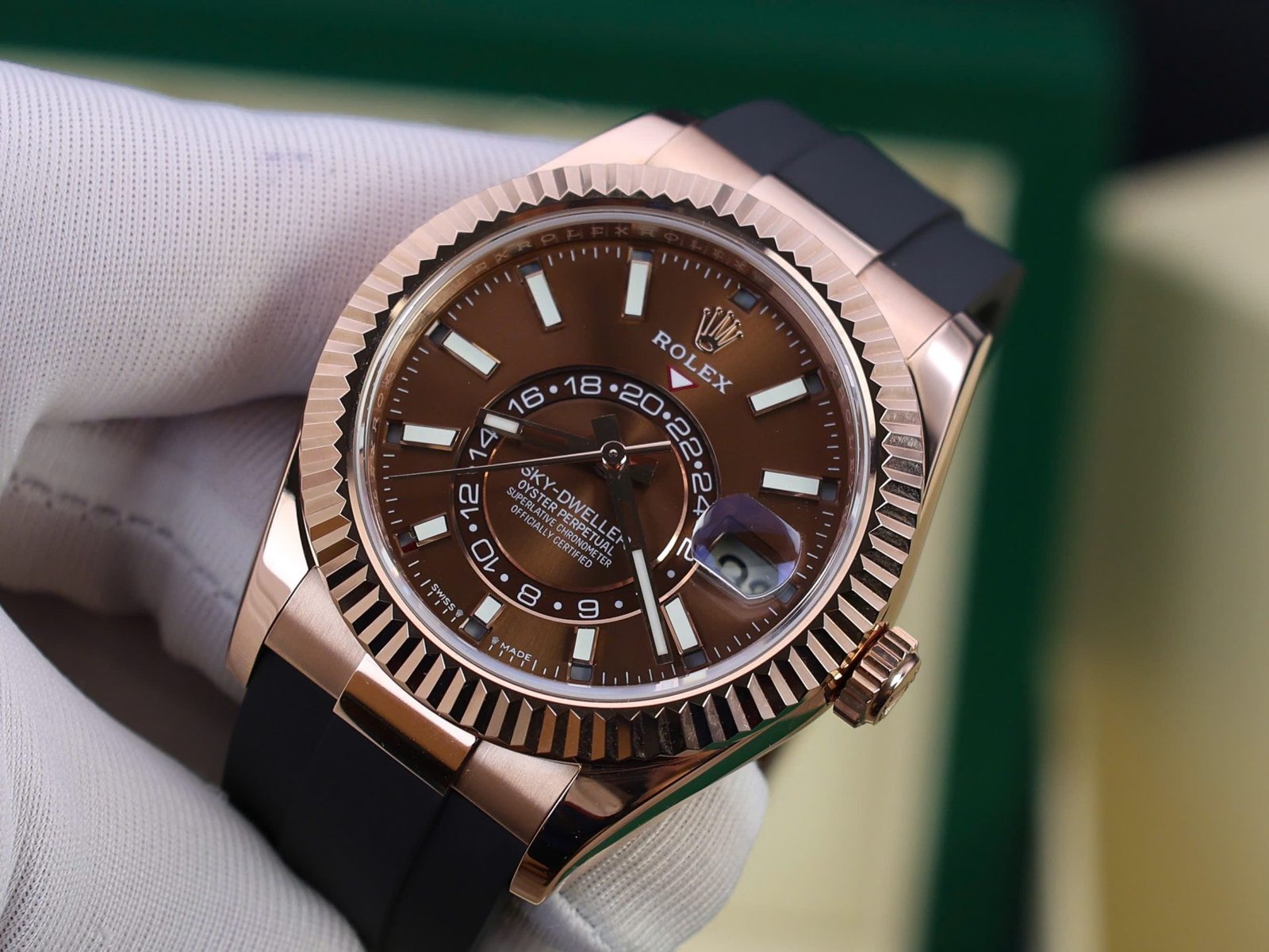 rolex sky dweller m336235 custom gold wrapped chocolate dial 42mm super clone rolex sky dweller m336235 custom gold wrapped chocolate dial 42mm super clone